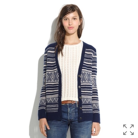 Madewell Sweaters - Madewell Stitchstripe Wool Cardigan Sweater